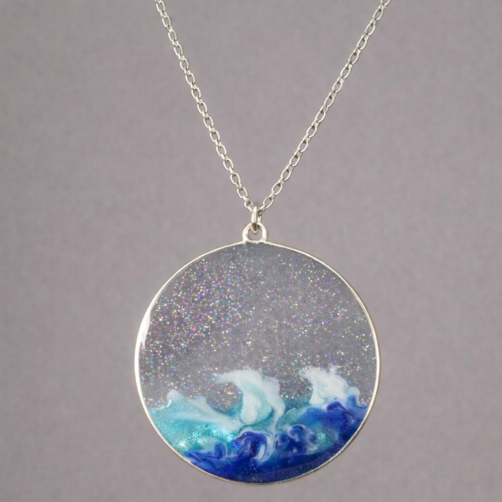 “Dance with the Waves, Move with the Sea” Oceanscape Tidal Water Island Necklace - Picture 6 of 6